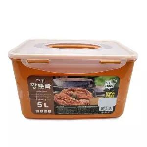 황토락 김치통 5호 중 5L 핸들 밀폐 절임 보관용기 김장용품 김치보관통 (WB309EF)