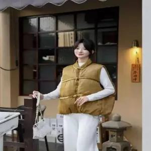 여친 빈티지 오리털 데일룩 민소매 패딩 하이넥 조끼 베스트 DAOL1
