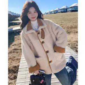 여사친 데일룩 가을가벼운 코트 럭셔리 모피 도톰한기장 퍼 상의 봄가을 스웨이드 DAOL3