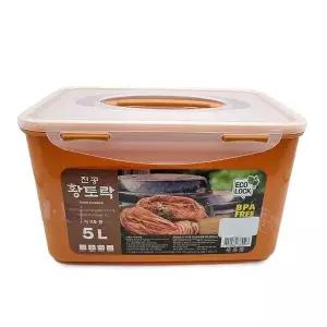 고품질 황토락 김치통 5호 중 5L 핸들 밀폐 절임 보관용기 김장용품 (WB309EF)