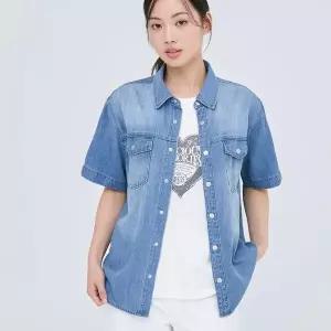잠뱅이 동백01 포인트오버핏반팔데님셔츠 AP2DDH4421295823