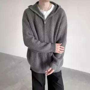 니트 빈티지 님성 데일리 가디건 집업 다크그레이 아우터 봄가을 클린핏 후드 스웨터 다올3