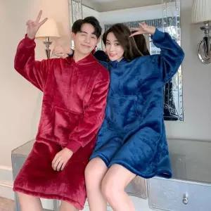 [룽스_63]겨울담요 밍크 입는 후드 대형 담요 잠옷 M11278