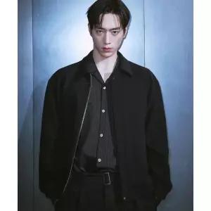 DRAW FIT 도브 울 크롭 미니멀 블루종 자켓 [BLACK]