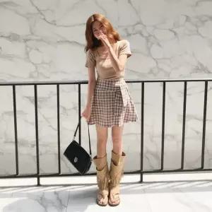 [다잇템] 여성 격자 미니스커트 캐쥬얼 데일리룩