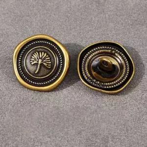 오너클랜 TBZ 고급 금단추 옷수선 엔틱 나뭇잎도안 양복 블랙20mm 전사지 은단추 보석단추 똑딱이단추