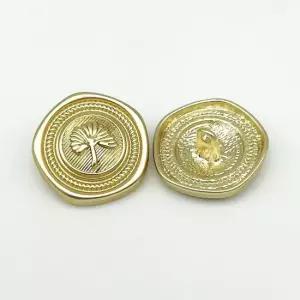 오너클랜 TBZ 고급 금단추 옷수선 엔틱 나뭇잎도안 양복 골드23mm 전사지 인형눈 은단추 보석단추