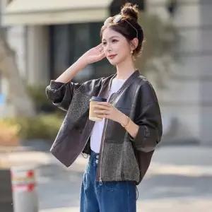 마요 가을 캐주얼 아우터 여성야구점퍼 집업 가죽 재킷 UNO3