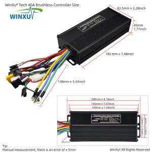 36V 48V 60V 40A 1000W 전기 자전거 브러시리스 모터 사인파 컨트롤러 UART No.2 프로토콜 산악