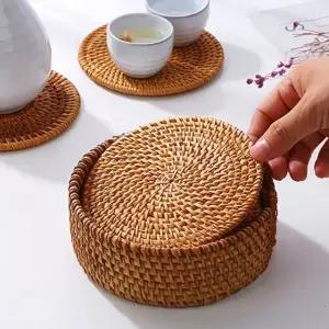 컵받침 감성 주방 카페 컵 홀더 라탄 티 코스터 10cm 6개 set wKY96iDm
