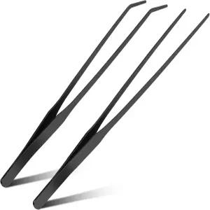 2pc-10.6 아쿠아리움 핀셋 스테인리스 스트레이트 및 커브드 세트 도마뱀을 위한 긴 손잡이 파충류 먹이