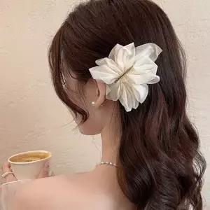 방송용 스튜디오 웨딩 하객 자동헤어핀 쉬폰 주름
