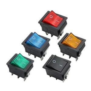 5개 로커 스위치 AC 10A/125V 6A/250V DPST 4핀 2단 ON/OFF 빨간색 LED 조명 보트 KCD4 토글