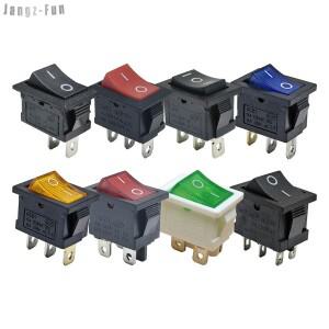 5pcs KCD1 스위치 시리즈 15mm x 2/3/4/6 핀 보트 자동차 로커 전원 검정색 빨간색 녹색 6A/250V 10A/125V