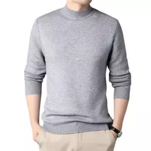 미비다 남성 폴라 니트 스웨터 봄가을 단색 반 슬림 이너 ADOR3