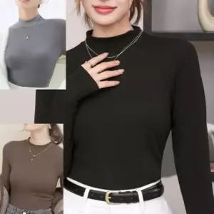 하프넥 모달실켓슬림티 실크모달 소프트 미드레이어드 반목폴라티셔츠 이너기본티