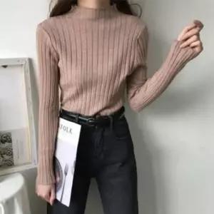 여자 여성 골지 폴라티 긴팔 보온 터틀넥 티셔츠 반목
