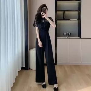 마르소 여성용 검정 점프 슈트 수트 와이드 검은 색 UNO5