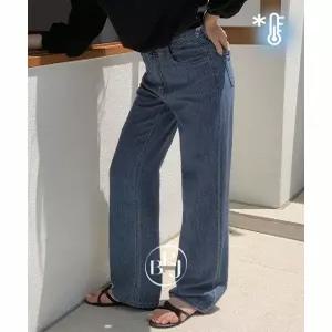 포인 썸머 세미 와이드 데님 팬츠 여름 여성 데일리룩 린넨 연청 진청