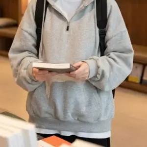 여자 지퍼 상의 오버핏 기모 후드티 봄 긴팔 티셔츠