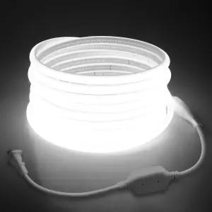실외 방수 LED 로프 조명용 Samsion 5M COB 스트립 16.4피트 일광 화이트 6000K AC 110V 120V 연결 가능한