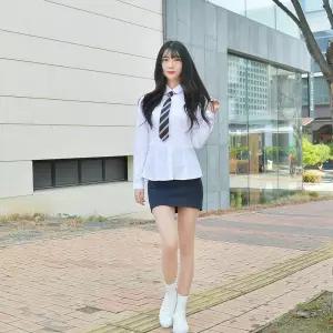 교복몰 (빅사이즈)여성 셔츠 둥근카라 그레이체크