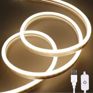 M.최고의 6.56피트 USB LED 스트립 조명 방수 유연한 네온 테이프 실내 침실용 스위치 포함