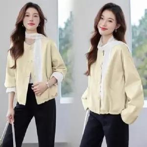 마킷4 여친 봄 가을 재킷 가죽 고급스런 코트 레이스 라운드 PU 상의 JEN1