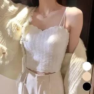 여자 티셔츠 나시티 캡내장나 헴라인 브라탑 레이스 여름나 민소매 프렌치