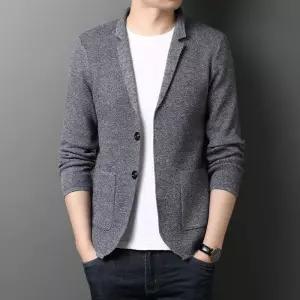 남자정장자켓 정장 자켓 카라 솔리드 니트 가디건 패션 캐주얼 코트 ible1