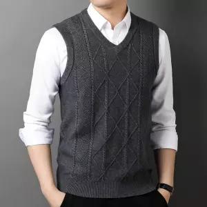 니트 캐주얼 스웨터 나시 남자브이넥니트 민소매 조끼 브이넥 자카드 ible1