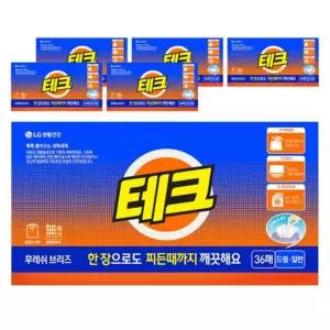 테크 간편 시트세제 후레쉬 브리즈, 36개입, 6개