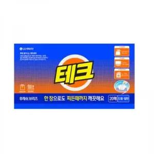 엘지생활건강 테크 간편시트 후레쉬 브리즈 20매 일반 드럼 겸용