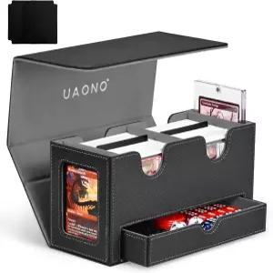 MTG용 UAONO 카드 덱 박스 커맨더 디스플레이 2개와 주사위 트레이 1개가 있는 이중 수납 200개 이상의