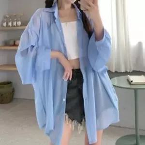 여성 블라우스 쉬폰 시스루 캐주얼 빅사이즈 여름
