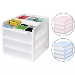 3단 WI81JG90 서류함 핑크 275x380x300mm 투명 A4 서랍 정리