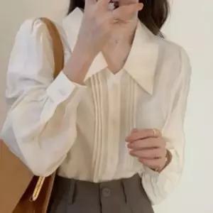 여성 빅카라 여름 블라우스 셔링 화이트 캐주얼