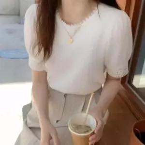 여성 레이스 여성블라우스 화이트남 셔츠 심플 기본데일리룩 레이스패턴블라우스 봄가