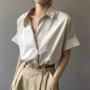 여성 블라우스 셔츠 모던 여름 캐주얼 오픈카라 반팔 루즈핏