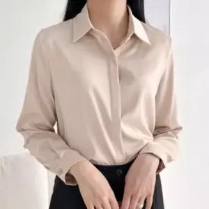 여성 기본데일리룩 봄가을 새틴 여성블라우스 여성셔츠 셔츠 오피스룩 기본템 블라우