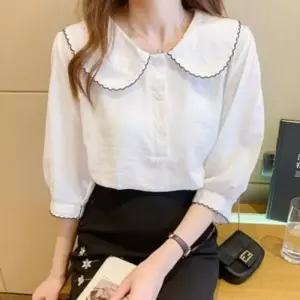 여성 쉬폰 빅 오피스룩 여성블라우스 여자와이셔츠 카라 기본데일리룩 블라우스 여리