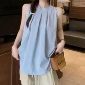 여성 정장 여름 민소매 홀터넥 출근룩 블라우스 나시 A라인