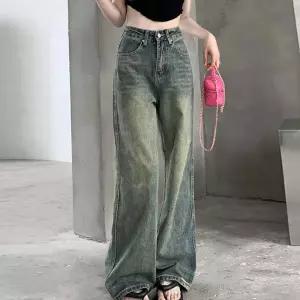 하이웨스트 빈티지 워싱 데님팬츠 일자핏 청바지 taS31YnR