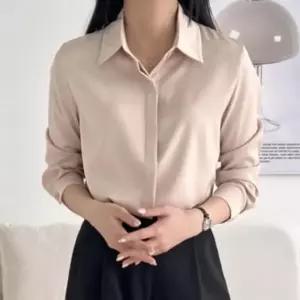 여성 블라우스 무지 셔츠 실크 새틴 이너 오피스 봄가을