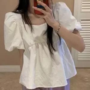 여성 퍼프 스퀘어넥 소재 모임 여름블라우스 여름 시원한 여성블라우스 블라우스 데이