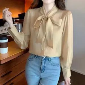 여성 정장 빅리본 세련된 쉬폰 봄가을 모던 블라우스