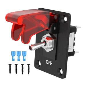 토글 스위치 12V 20A 조명 3 핀 ON/Off SPST LED 장착 패널 항공기 안전 커버로