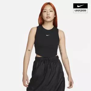 나이키 여성 스포츠웨어 에센셜 골지 크롭 탱크 FB8280-010 159690