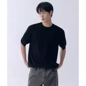 MUSINSA STANDARD 워셔블 수피마 코튼 크루 넥 반소매 니트 [블랙]