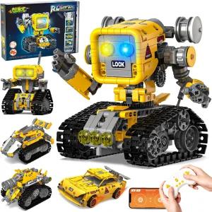 글리키드 5 in 1 STEM RC 로보틱스 키트 APP 및 리모컨 로봇 조립 8세 용 DIY 과학 소년 생일 선물